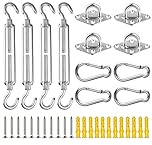 KAHEIGN M6 Awning Attachment Set, 44 Pcs Heavy Duty Sun Shade Sail Stainless Steel Hardware Kit for Triangle Square Rectangle Sun Shade Sail Installation
