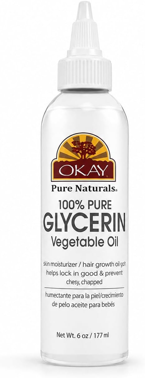 100% Pure Glycerin Vegetable Oil - Natural Cleansing for Hair, Skin and Face, Liquid Glycerin to Moisurize and Hydrate for Women and Men - 6 Fl Oz (Pack of 1)