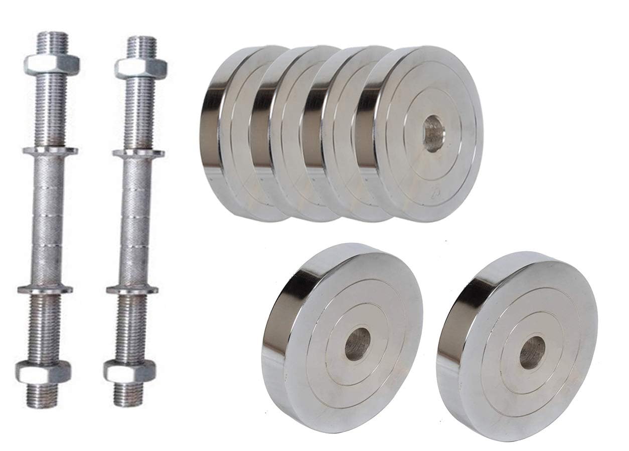 Dumbbell Set, 10Kg (2.5Kgx4) Steel Dumbbell Plates With Steel Dumbbell Rods 1 Pair, Chrome Plated Steel Dumbbell Set-image-13
