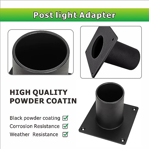 YZZHAJ Outdoor Post Light Base Heavy Duty Pier Mount Adapter for 3" Post Light Fixtures Surface Mount Post Matte Black (1 PCS) by YZZHAJ - Image 4