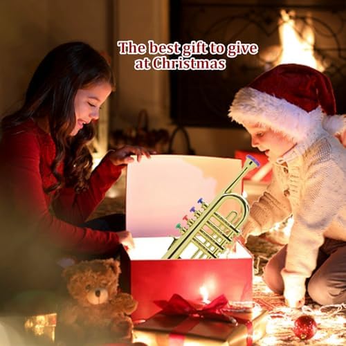 Kids Trumpet Music Toy, Trumpet Musical Wind Instruments Model Realistic Trumpet Horn Toy Performance Prop Early Educational Toy for Birthday Christmas Party Gift 6 51o3AXdkE7L. AC