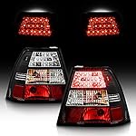 ACANII -For 1999-2005 Volkswagen Jetta Mk4 Bora Black Housing Lumileds LED Tail Lights Brake Lamps Pair Set Left+Right