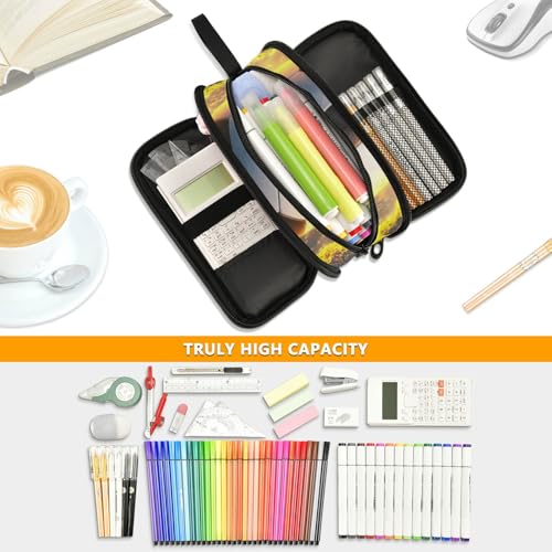 Image of Football Large Pencil Case, Soccer Ball Capacity Pencil Pouch 3 Compartments,Zipper Pencil Box, Back to School Supplies for Teen Girls Boy Student College Adults,Travel Essentials Black