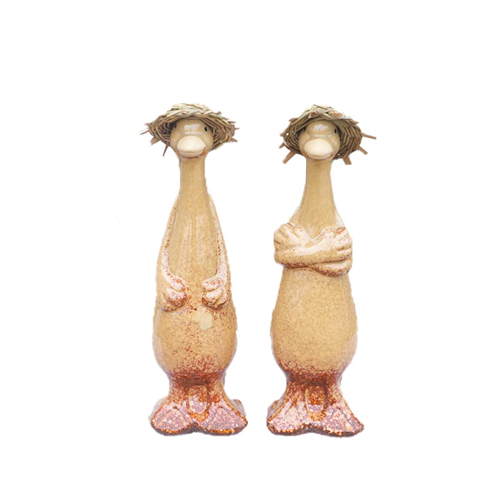 Sculptures d'animaux de jardin : statue de canard en céramique et artisanat extérieur antique