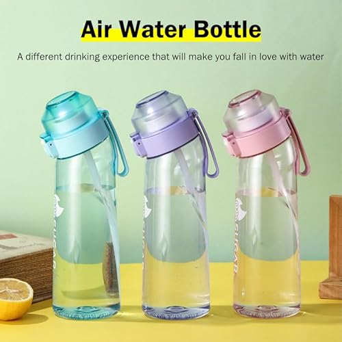 ciciglow Air Water Bottle with Flavor Pod, 650ml Air Water Up Bottle with Straw | Sugar Free | Fruit Fragrance Scented Water Cup, Leakproof Sports Water Bottle (Pink)