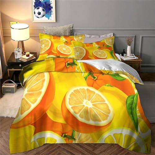 Parure de lit agrumes en microfibre avec housse de couette 135x200 cm - 6