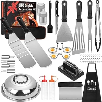 Griddle Accessories Kit, 35PCS Flat Top Griddle Grill Tools Set for Blackstone and Camp Chef, Stainless Steel Professional Grill Accessories/Spatula Set with Carrying Bag for Men/Women Outdoor BBQ
