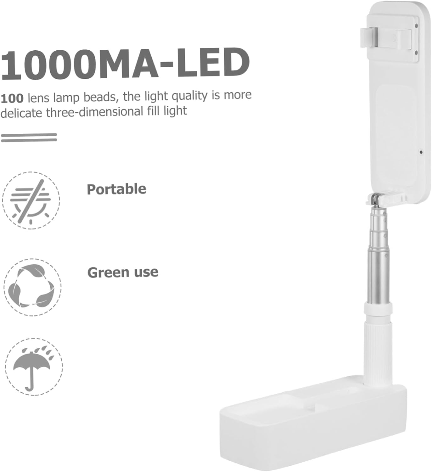 Wireless Phone Holder with Adjustable Fill Light for Live Streaming Retractable Support Stand for Photography Compatible with Smartphones and Tablets