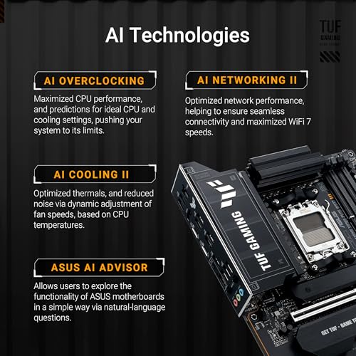 undefined TUF Gaming X870E-PLUS WIFI7 AMD X870E ATX Motherboard with 16+2+1 80A Power Stages, DDR5 Support with AEMP, PCIe 5.0 x16 with PCIe Slot Q-Release Slim, Four M.2 Slots, WiFi 7 with ASUS WiFi Q-Antenna の商品画像 1