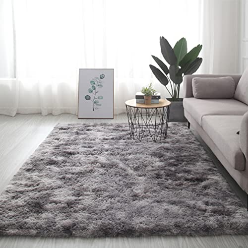 Swsen Tapis Salon Shaggy Moelleux- Tapis de Salon de Style Moderne Résistant à la Tache - Tapis Chambre en Et Coloris Différentes Tailles, Dimension: 40 x 60cm, Couleur: Gris foncé Cover