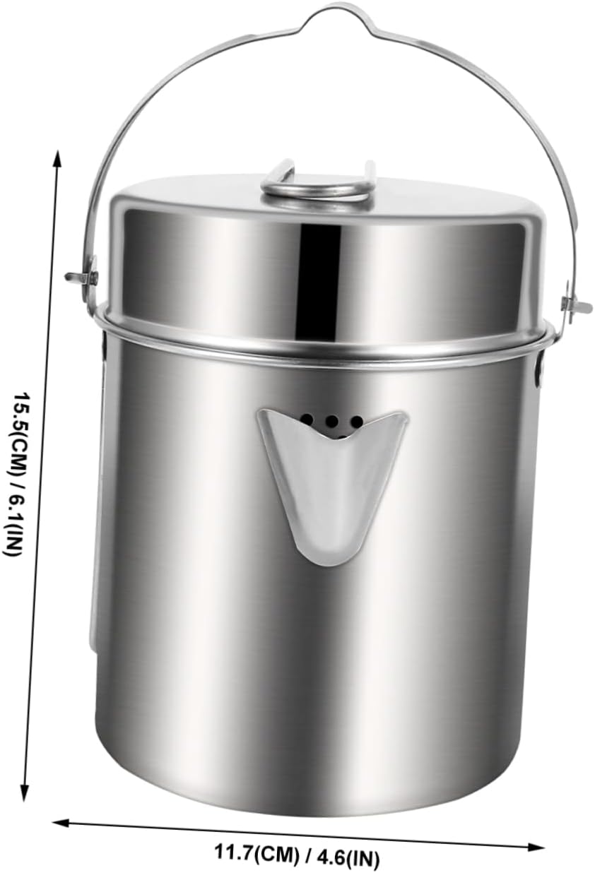 VICASKY Stainless Steel Camping Pot Portable Picnic Cooking Pot Folding Handle Outdoor Set and Easy to Clean