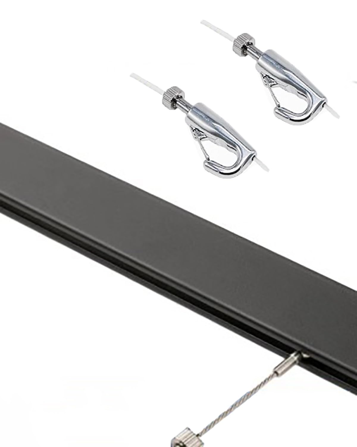 Colgar Cuadros Ganchos para Riel de Cuadros y Estante de Alambre con Tapa, Kit para Colgar Cuadros en La Pared de Una Galería de Arte, Riel Fotográfico para Museos Como Fondo para Caminar(Black,4.9'/1