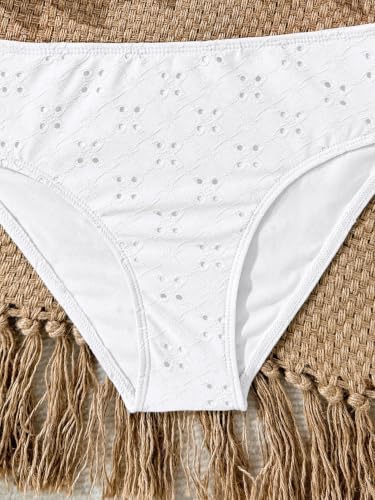 Image of SHENHE Girl's 2 Piece Tankini Swimsuit Ruffle Flounce Bathing Suit Eyelet Embroidery Swimwear