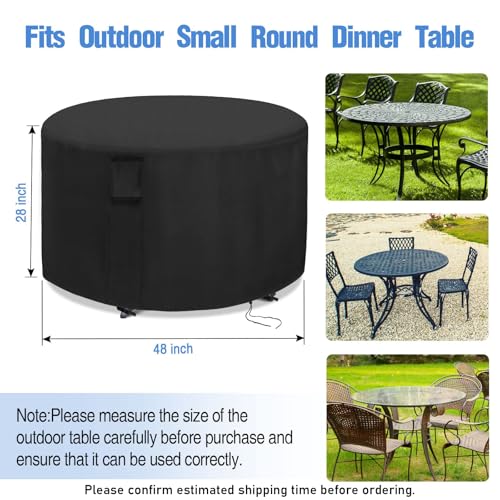 Jungda Patio Furniture Covers Round,48 Inch Outdoor Round Table Cover Waterproof,Patio Furniture Cover for All Weather Resistant - 48 x 28 Inch