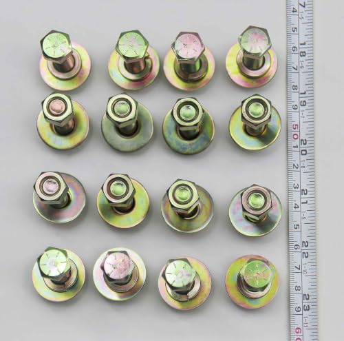 Image of 3 /8 inch x 1-1 /2 inch Grade 8 Hex Head Bolt and nut,Spring Lock Washer and Large Flat Washer Assortment Kit, Color Gavalization,Alloy Steel,Heavy Duty,(16sets Pack),by Metalsuberg.