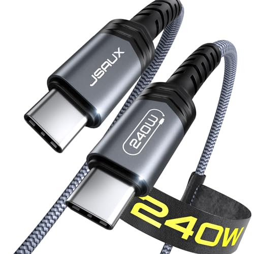 Image of JSAUX 240W USB C to USB C Cable 10FT, Type C Fast Charging Cord, Grey