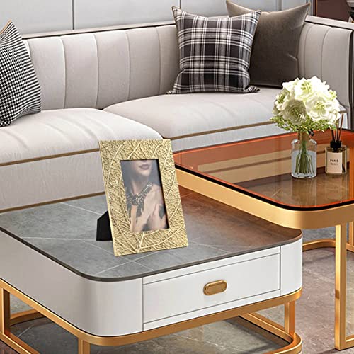 Ujonge Photo Display Stand On Tabletop, 4X6 Frames Resin Handmade Antique Golden Square Picture Frame - Table Top Display And Desk Picture Frames For Office, Single #TOP4