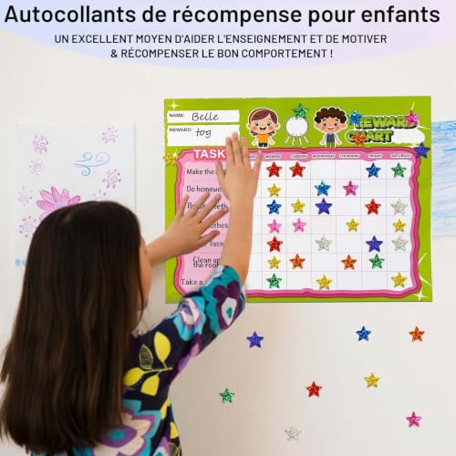 2100 autocollants pailletés de Noël – Étoiles 10 couleurs – Système de récompense pour enfants, enseignants, étudiants – Scrapbooking, cartes de vœux DIY – vue 7