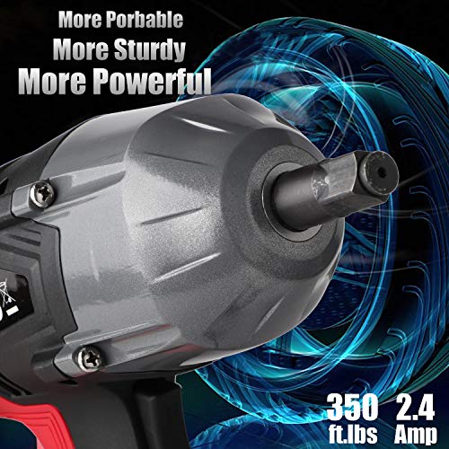 GETUPOWER 120 Volt Electric Impact Wrench 1/2 inch, 350 Ft.lbs Max Torque, Portable Corded Impact Wrench with Sockets and Carry Case