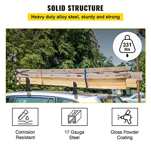 Vevor Universal Van Ladder Roof Racks, 2 Bars, 331 Lbs Capacity, 34.6"-56" Adjustable Matte Coating Van Rack, Compatible With Chevy Ford Express Fullsize Van, Black #TOP2