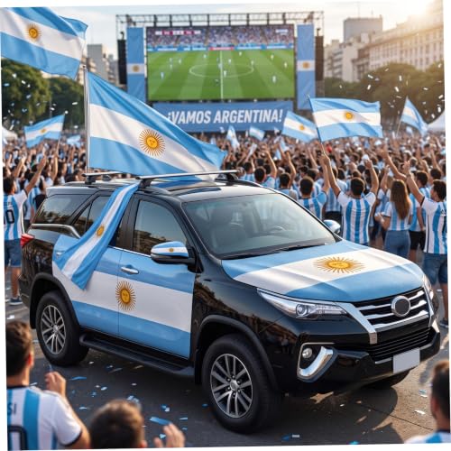 Bandera de coche de Argentina en cubierta de capó textil elástica 4