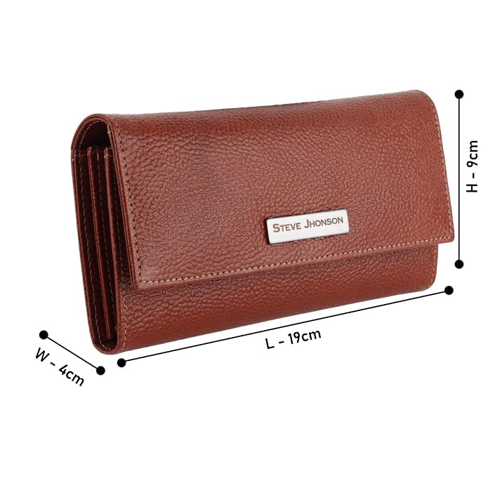 Image of Steve Jhonson Leather Wallet for Women - Mini Hand Purse with Card Holder - Women Stylish Clutch - Cute Mini Ladies Wallet for Daily Use - Fancy Ladies Purse with Slim Design (Tan)