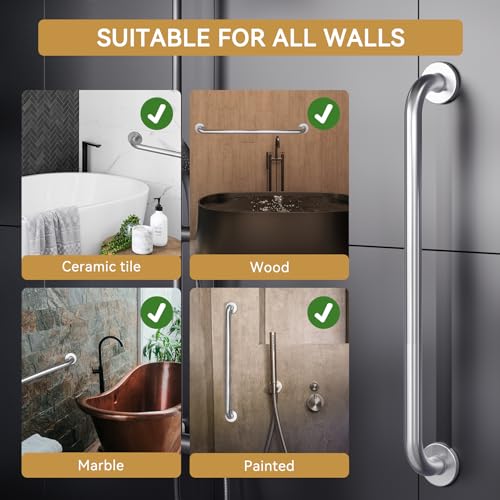 Image of AmazerBath Grab Bar for Bathtubs and Showers - Anti Slip, 36 inch L x 1.25 inch D, Stainless Steel, Senior and Handicap Accessible, Holds 500LBS