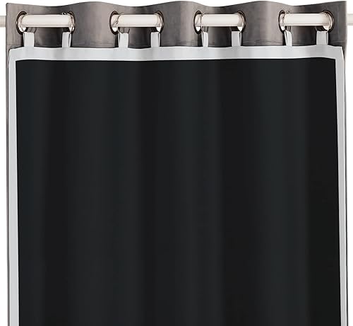 Melodieux Forro de cortina 100  opaca con aislamiento térmico para cortinas de 63 pulgadas de largo color blanco roto negro 50 x 58 pulgadas 1 panel