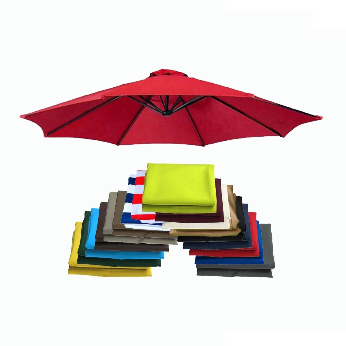 ALDNMBR 6.5ft 7.5ft 9ft 10ft Garden Parasol Replacement Canopy, 6 Ribs 8 Ribs Waterproof Uv Resistant Polyester Outdoor Patio Umbrella Top Cover Red 2.7m/9FT-8Ribs