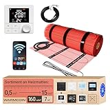Warmcoin Elektrische Fußbodenheizung Paket 160 W/m² – Fliesen, Laminat & Vinyl – 7,0 m² – W40 WLAN-Thermostat mit komfortabler Temperatursteuerung – Smart Home
