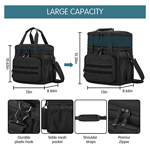 Tactical Lunch Box For Men, Double Deck Expandable Insulated Lunch Bag, Durable Waterproof Leakproof Cooler Bag For Adults Work, Outdoor, Picnic, Camping, 22L, Black #TOP1