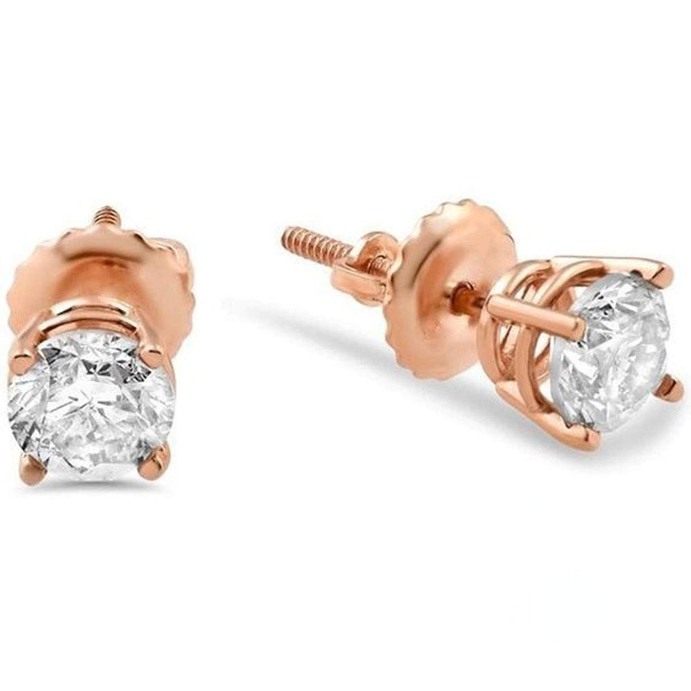 JewelMoreRound Diamond stud (IGI Certified 0.70 ct & up) A Quality ScrewBack 14K from 0.04ct - 2.00ct
