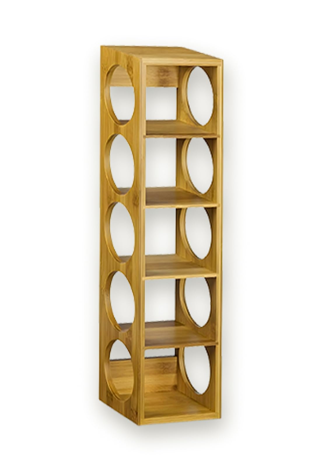 Bamboo Stackable Wine Rack Stand Holder Wall Mountable, Free Standing or Horizontally 5-Bottle Bamboo Wine Storage Display Rack, Countertop Wine Bottle Stand Holder for Home Kitchen Bar Cabinets