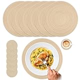 6er Set Runde Tischsets aus Baumwolle (34 cm) mit Untersetzer - Geflochtene, Abwaschbare Platzsets - Hitzebeständig & Schmutzabweisend - Ideal für Küche, Esszimmer, Weihnachten, Feste, Tischdeko
