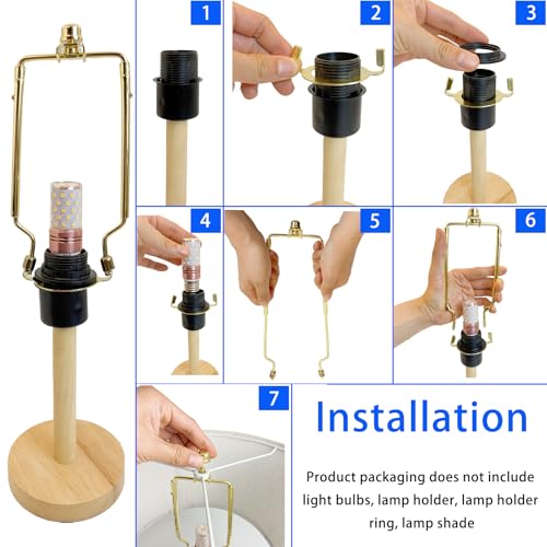 Image of Lamp Shade Harp Holder for Spider Lampshade,7 /8 /9 /10 Inch Height Adjustable,3 /8 inch Standard Saddle,E14 /E26 /E27 Light Base UNO Fitter Adapter Converter,Lamp Kit and Parts,Lamp Harp (Gold)