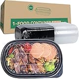 LEOBOX To Go Containers, 45 Pack Meal Prep Containers 26 oz Plastic BPA Free Black Take Out Containe