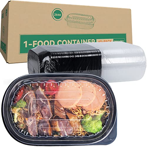 Leobox To Go Containers, 45 Pack Meal Prep Containers 26 Oz Plastic Bpa Free Black Take Out Containers #TOP10