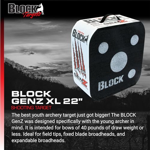 Field Logic Block GenZ XL 20” Youth Archery Arrow Target, Black and White