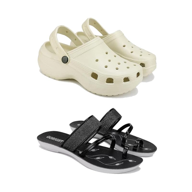 Premium Comfortable Regular Wear Women Clogs with Stylish Flats Fashion Sandal for Women's & Girls-Combo(2)-OO8-1946-5 Black(COMBO(2)-OO8-1946-5_BZ)-picture-44