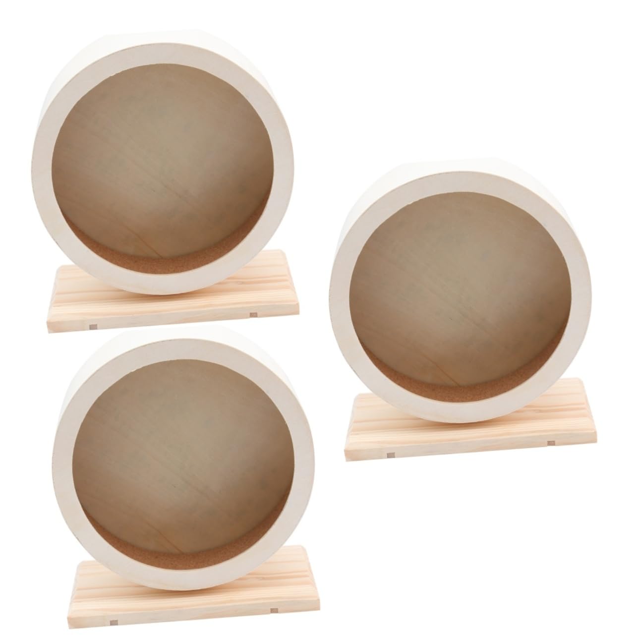 Yardwe 3 Piezas Ejecutar Disco Rueda de hámster silenciosa Ejercicio de Mascotas pequeñas Rueda de Ejercicio para Mascotas Juguete de Ejercicio para Mascotas Madera Maciza Soporte Bambú