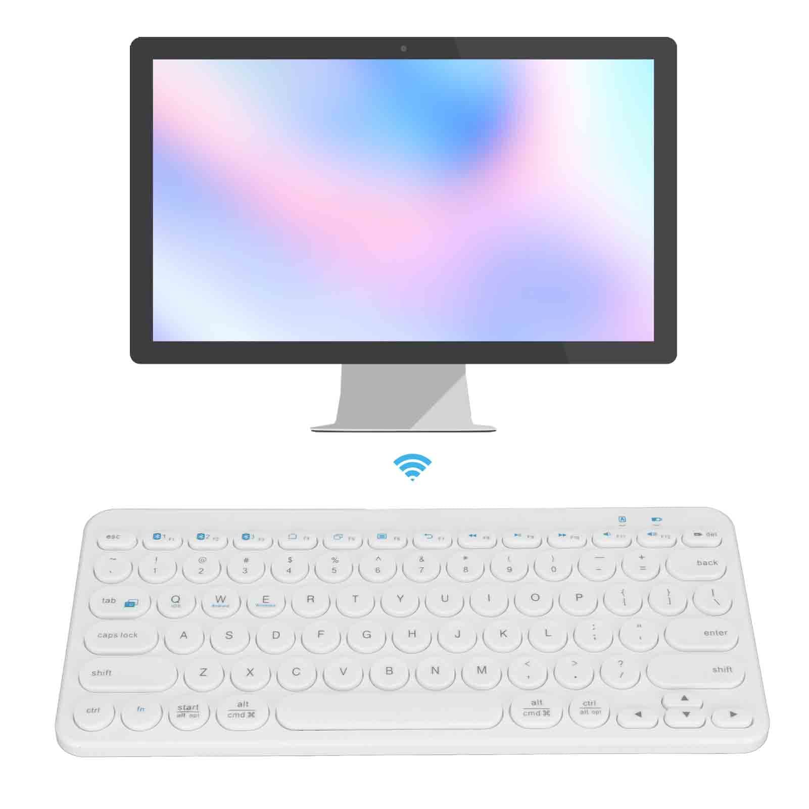 Clavier sans Fil, Clavier de Bureau Silencieux pour la Maison (Rose) (Blanc)