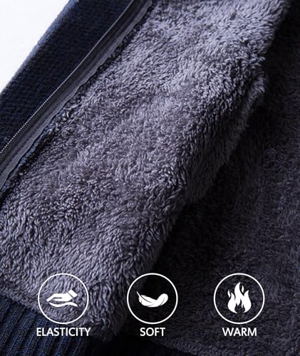 Image of LLdress Mens Knit Cardigan Sweaters Sherpa Lined Full Zip Hoodie With Pockets
