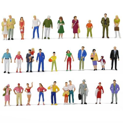 P4312 O Scale Painted Figures 30 Different Poses All Standing 1:43 O Gauge Model Trains Passengers People Model Railway for Miniature Scenes (30)