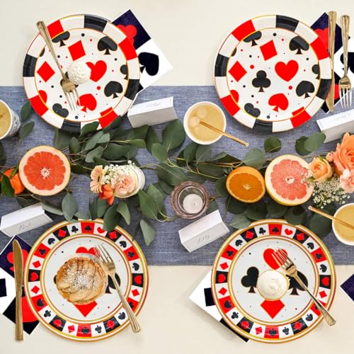Set de 75 platos desechables para fiesta Casino 9 y 7 pulgadas miniatura 5
