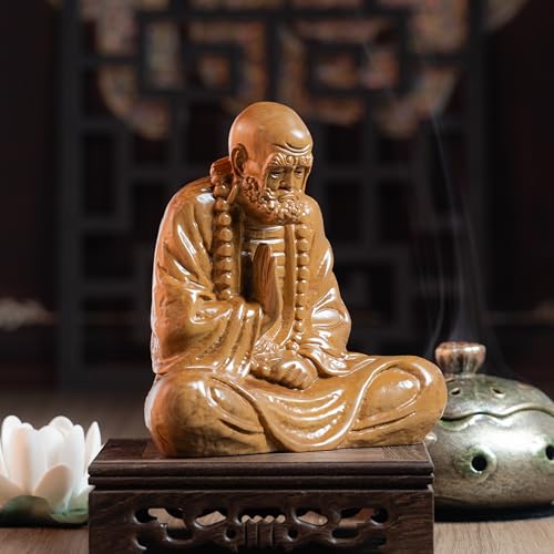 Estatua de Madera Bodhidharma en Meditación miniatura 3