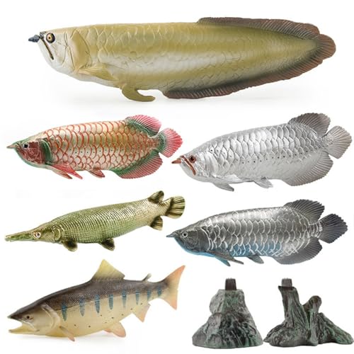 EUHELOPA アジアアロワナ フィギュア サケ科 ガー科 合計11pcs ストレス解消 玩具 プラモデル PVC 模型 リアル お風呂遊び お釣り 水槽 置物 プール 海行く 水遊び 海洋動物 おもちゃ ミニチュア