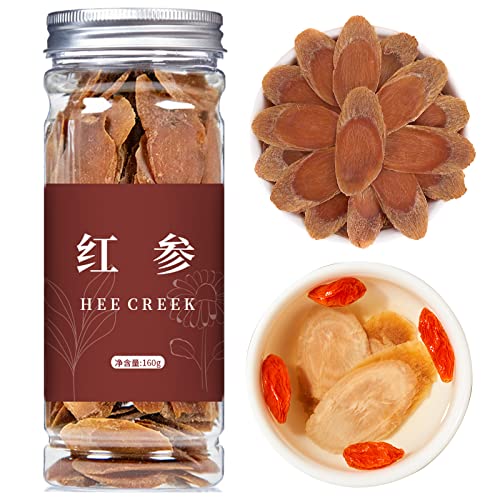 KIKIV Red Panax Ginseng Slices 5.6oz 6 Year Old Whole Roots Korean Red Ginseng Tea Dried Ginseng Root Large Slice Non GMO Gluten Free Sugar Free 红参 高丽参