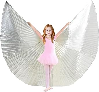 TMZAQH Women Professional Belly Dance isis Wings 360 Degree Angle Wings with Sticks Children, losed