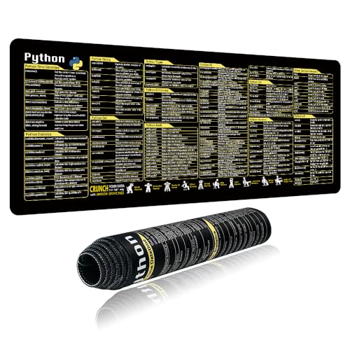 Jonuin Tapis de Souris Python Shortcuts Grand Format 80x30cm, Mouse Pad de Jeu avec Raccourcis Clavier pour Programmeur