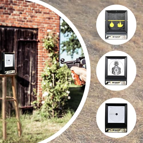 ATFLBOX Softair Ziel Target Kugelfang Zielscheibe inkl. Pendelziel BB Gun Zielfalle Kugelfang mit 50 Papierzielen